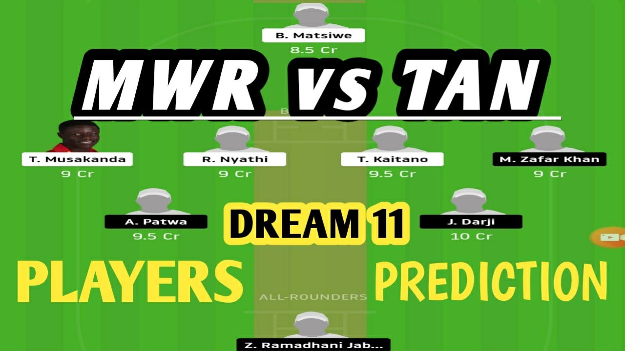 MWR vs TAN Dream11 Team